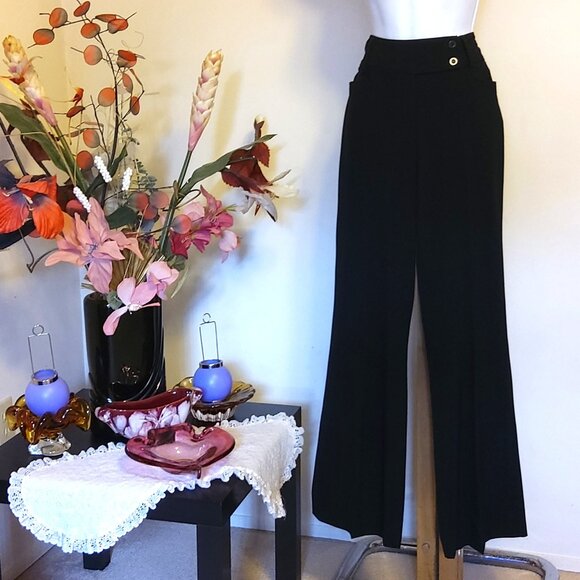 NWOT Women's High Waisted Classic Fit Straight Leg Suit Pant Trousers Black L 12 - Picture 3 of 9